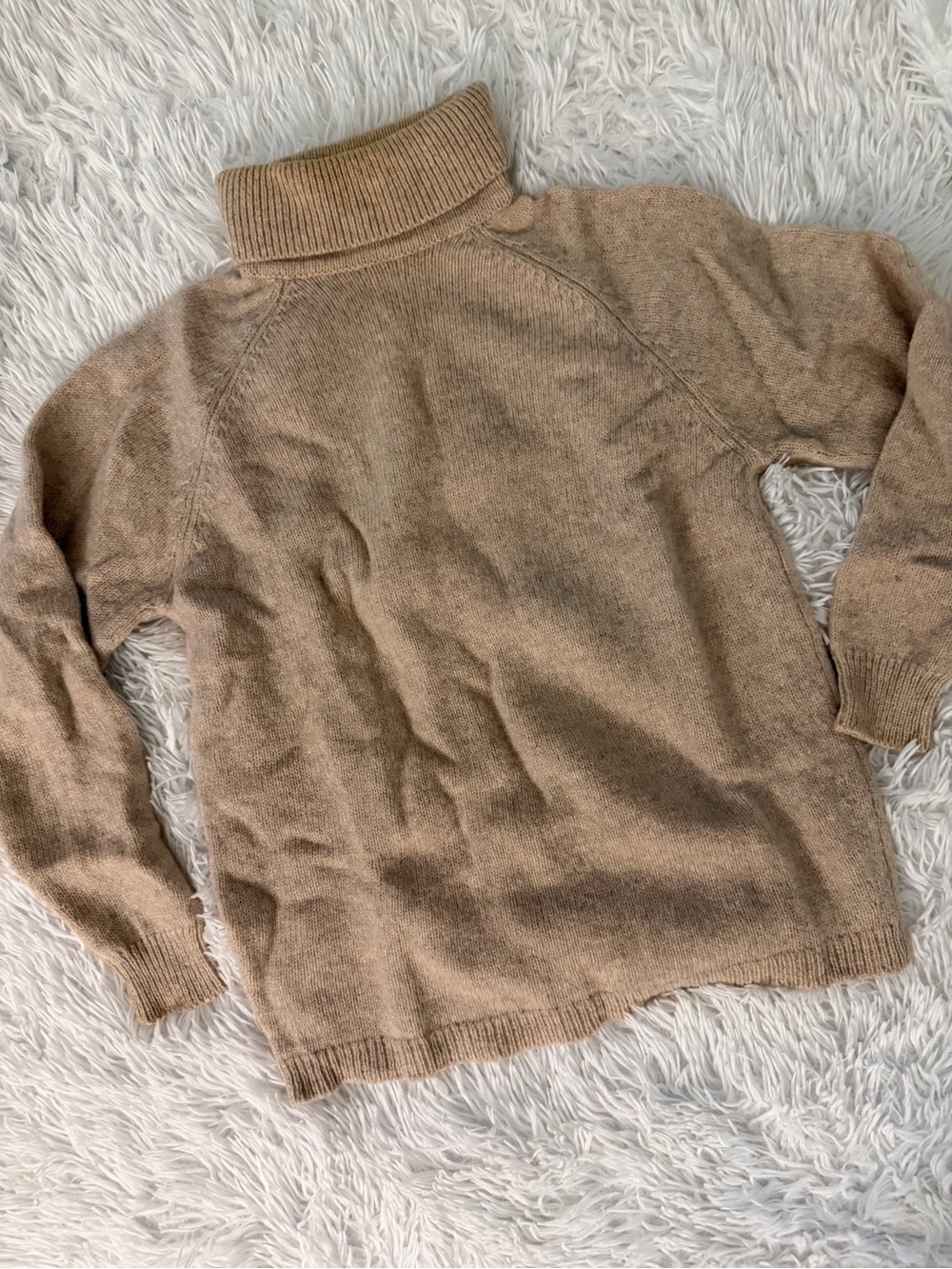 Vintage St Michael Beige Shetland Wool Turtleneck Sweater Women’s US M 40/42